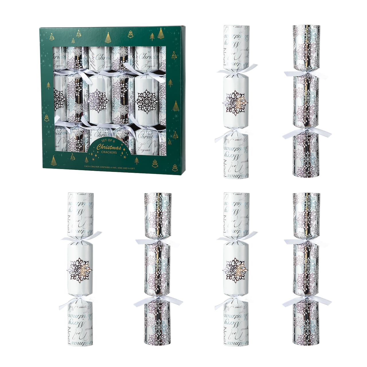 Glitzhome® 12" Christmas Snowflake Party Cracker with Gift Contents, 6ct.